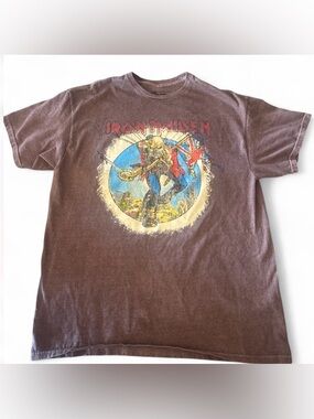 Global iron me Brown Graphic Tee with Red and Blue Artwork size S/M